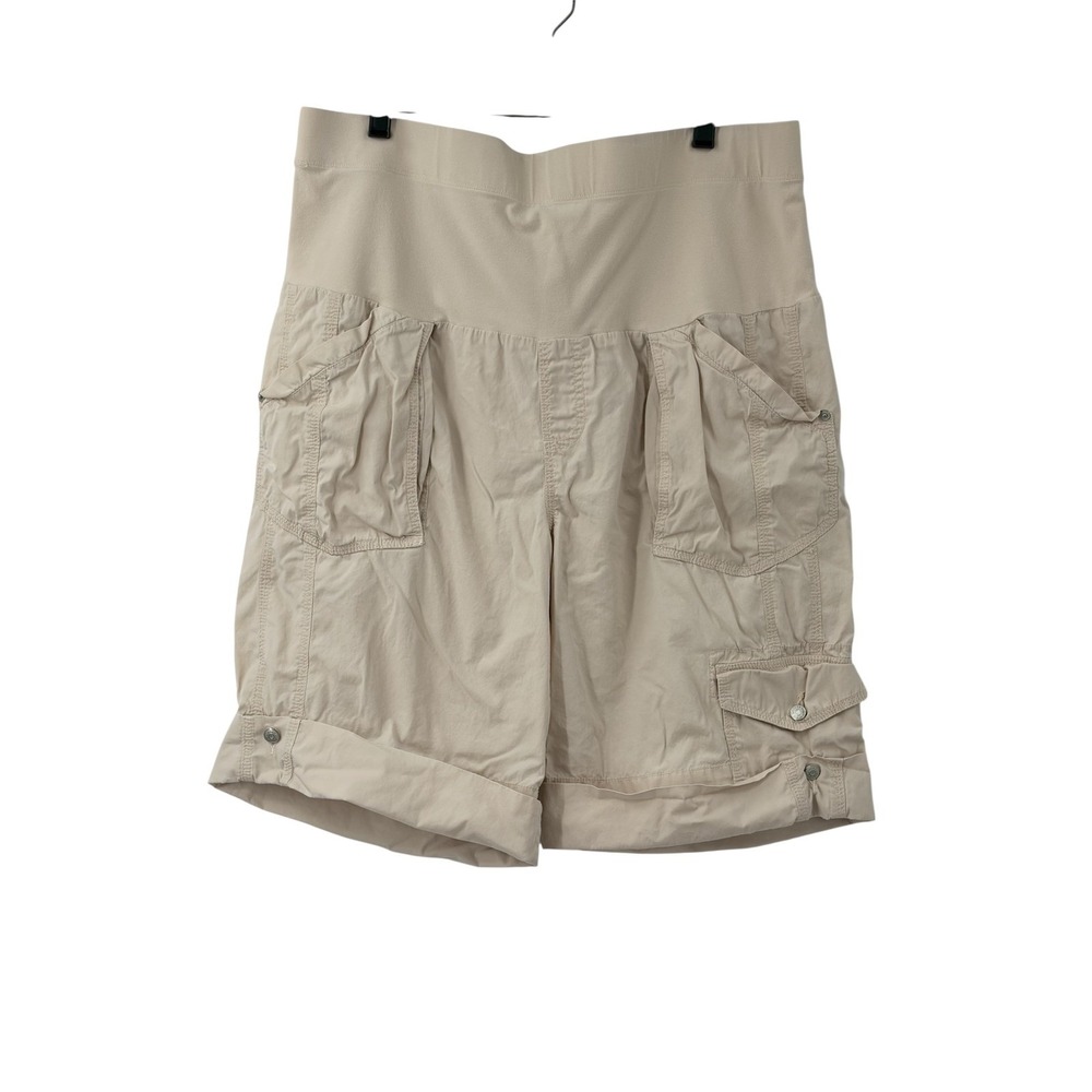 Motherhood Maternity Womens Beige Cargo Shorts Full Belly Panel Khaki Cotton XL